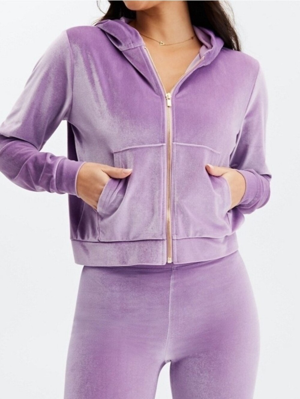 ❤️ NWT! FABLETICS DONNA VELVET HOODIE, LILAC PURPLE, MEDIUM